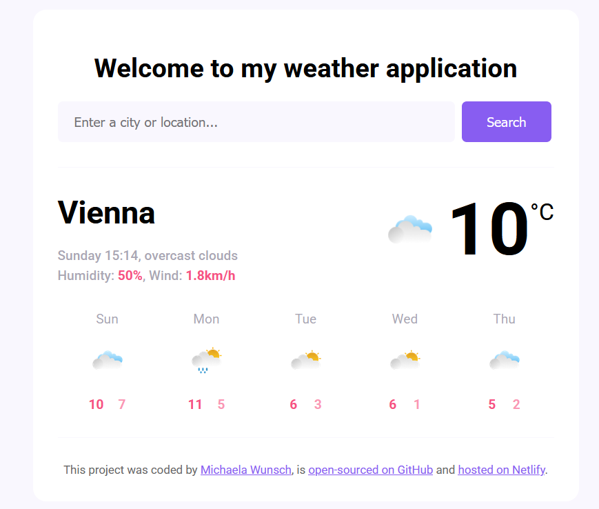 Weather App screenshot